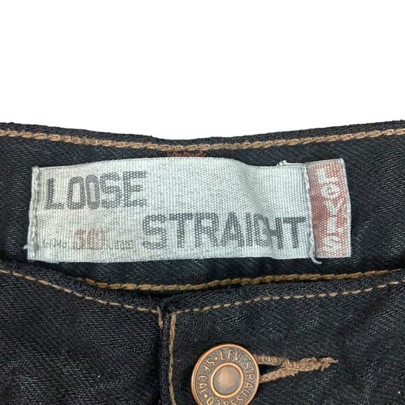 Levi’s 569 Hi-Waist Black Distressed Loose Cutoff Jean Shorts - Picture 2 of 4